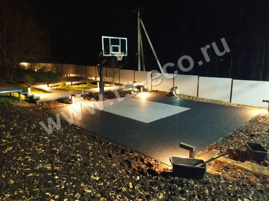 монтаж EPDM крошки толщиной 10 мм